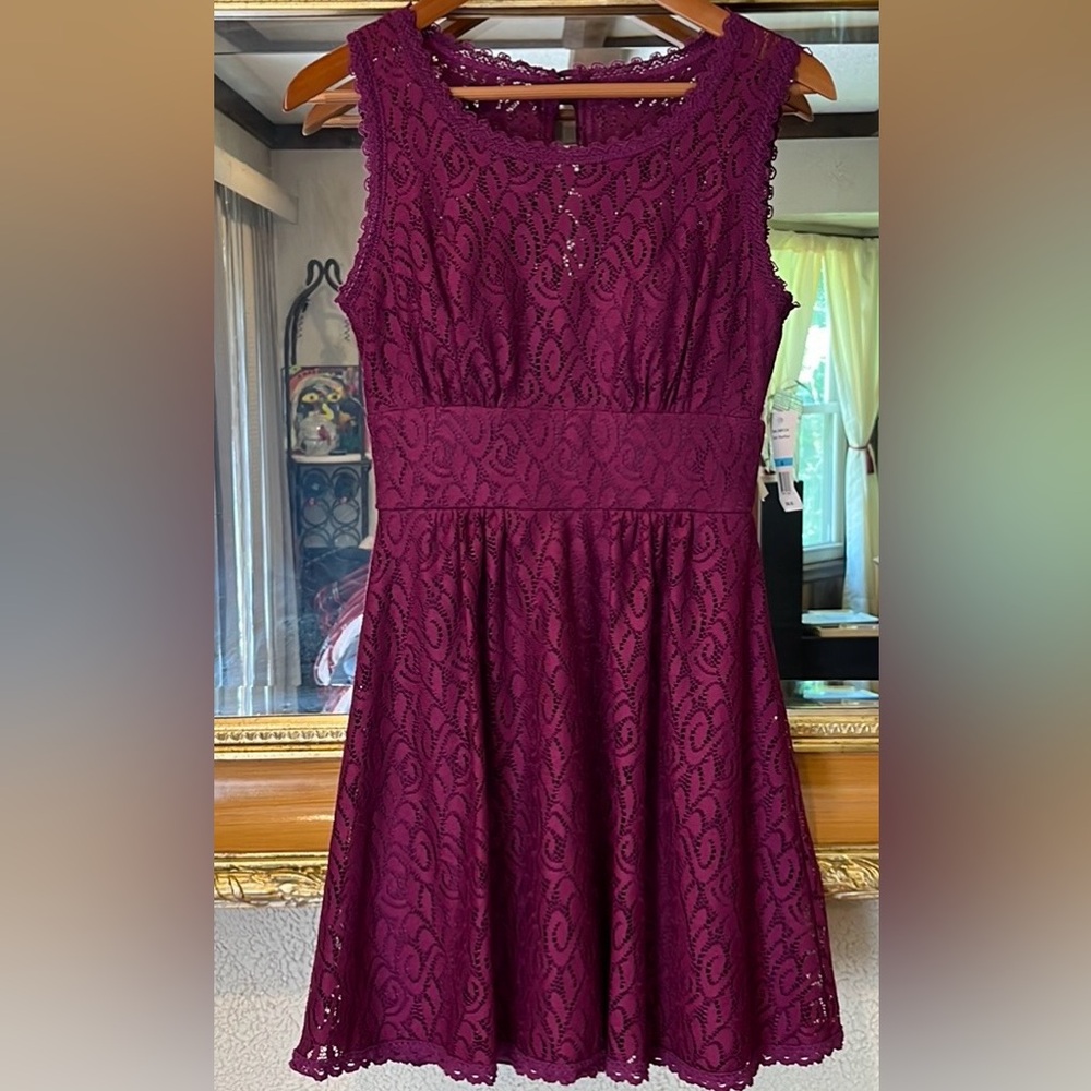 NWT B. Darlin Purple Lace Sleeveless Mini Dress - Size 5/6